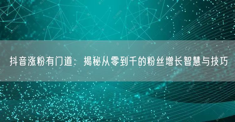 抖音涨粉有门道：揭秘从零到千的粉丝增长智慧与技巧